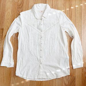 Levi's, NWOT, Women's Fringe Details Western Shirt, White, Size S